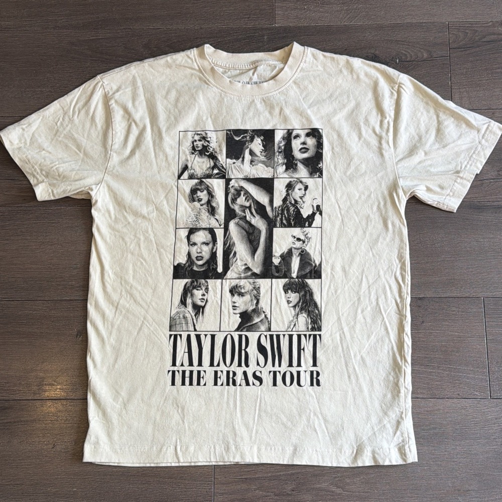 Official Taylor Swift Eras Tour 2023 Shirt Concert Merch Unisex Cream Sz Medium